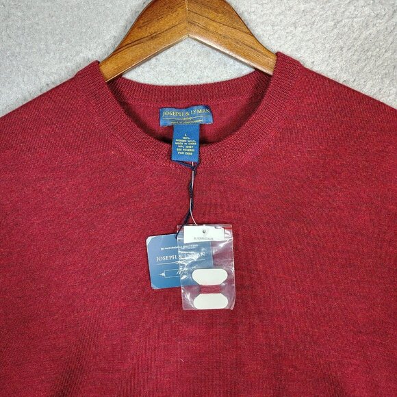 Joseph & Lyman Sweater Mens Large Red 100% Merino Wool Knit Long Sleeve Cozy NWT - Picture 4 of 14